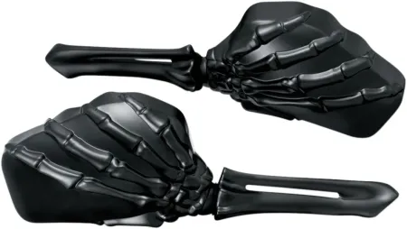 Kuryakyn Skeleton Hand Mirrors Black Stem and Black Head (1758)