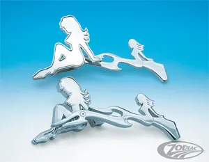 Zodiac Mistress Mirror Set with Mermaids and Flames in Chrome Finish (270733)