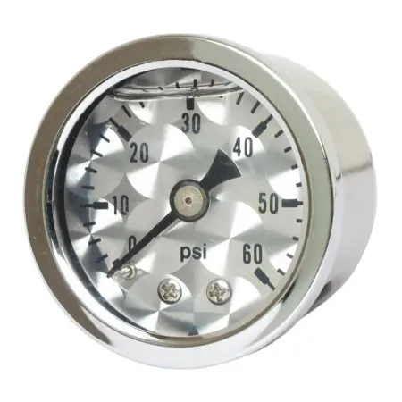 Marshall 0-60 PSI Oil Pressure Gauge Stainless Housing With Engine Turned Face (ET00060-CLAM)