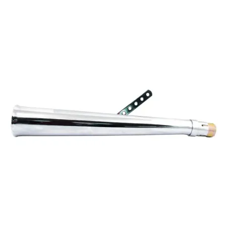 DOSS 24 Inch Long Left Upswept Sei Megaphone Muffler in Chrome Finish For 1-3/4 Inch Diameter Headers (52-903L)