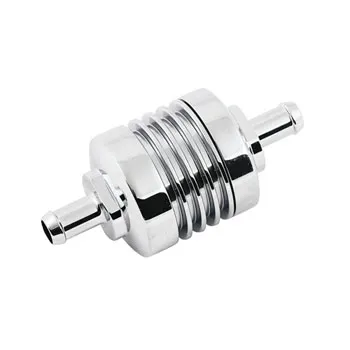 Doss Ribbed Fuel Filter In Chrome For 5/16 Inch Fuel Lines (14-113)