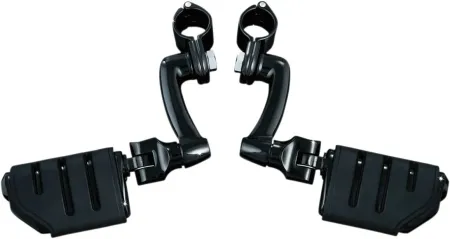Kuryakyn Longhorn Offset Highway Pegs With Trident Dually & 1 1/4 Inch Magnum Quick Clamps In Gloss Black Finish (7599)