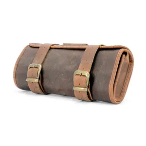 Long Ride Motorcycle Waxed Cotton Tool Bag (CUS124WBRO)