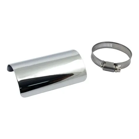 DOSS 4 Inch Long Smooth Heat Shield in Chrome Finish For 2-1/4 Inch Exhaust Pipes (75652)