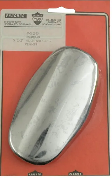 Paughco 5-1/2 Inch Oval Heat Shield in Chrome Finish For 1-3/4 Inch Exhaust Pipes (626)