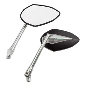 DOSS Double Deuce Mirror Set With Adjustable Stem (Black Head & Silver Aluminum Stem) (18-394)