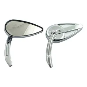 DOSS Retro Teardrop Mirror Set In Chrome Finish (Aluminum Stem) (18-157)