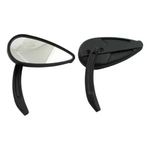 DOSS Retro Teardrop Mirror Set In Black Finish (Aluminum Stem) (18-158)