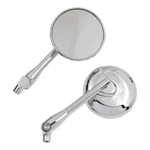 DOSS Light Tinted Glass Round Adjustable Stem Mirror Sets In Chrome Finish (18-387)