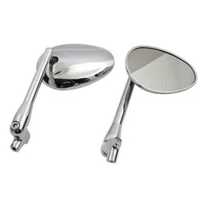 DOSS Light Tinted Glass Oval Adjustable Stem Mirror Sets In Chrome Finish (18-389)