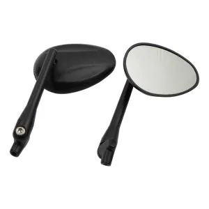 DOSS Light Tinted Glass Oval Adjustable Stem Mirror Sets In Black Finish (18-390)
