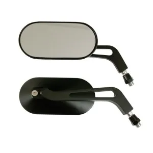DOSS Aluminum Oval Mirror Set In Black Finish (301-515)