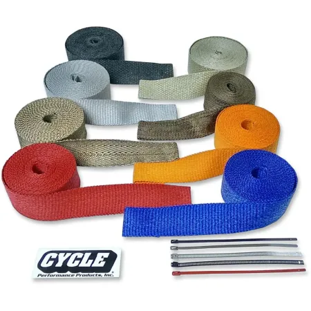 Cycle Performance Wrap Kit Exhaust 2 Inch x 25 With Tie Blue/Black Finish (CPP/9066B)