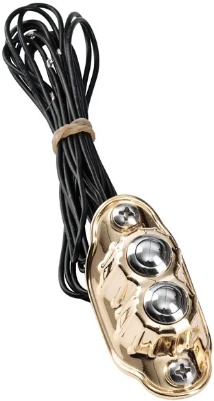 Kustom Tech 2 Buttons Deluxe Line Switch Housing In Polished Brass (20-170)