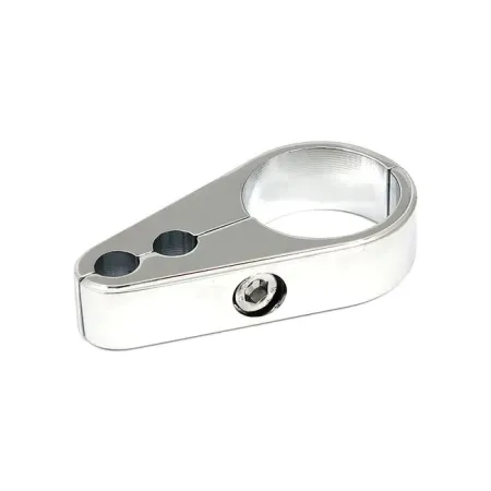 Doss Throttle Cable Clamps, Smooth 1 Inch ID, 2 Hole 6mm in Chrome Finish (51-607)