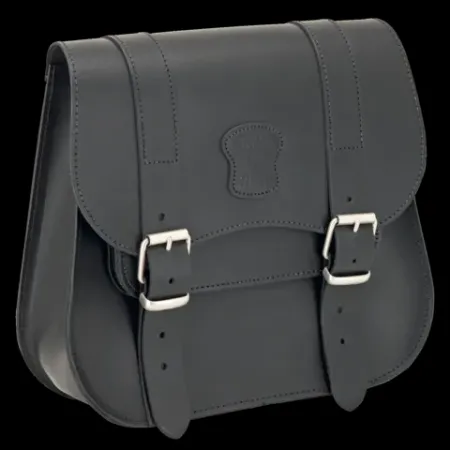 Texas Leather Medium Side Saddlebag in Black Leather Finish With Matte Buckles (757002)