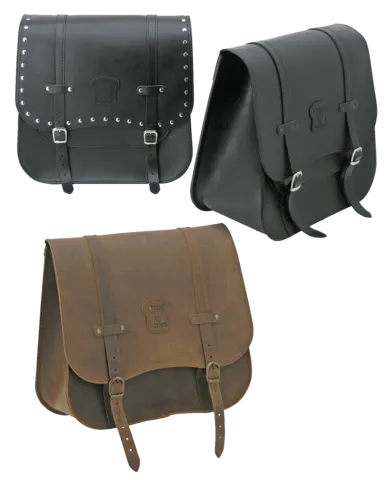 Texas Leather Side Saddlebag in Black Leather Finish With Matte Buckles (756992)