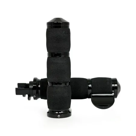 Avon Grips Air Cushion Grips In Black Anodized Finish With Throttle Boss For All 2014-2017 Indian Motorcycles (Excludes Scouts) (MT-IN-AIR-90-AN-B)