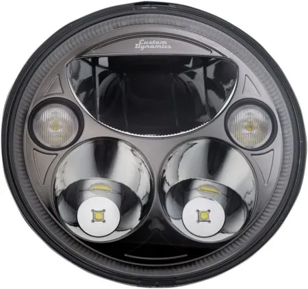 Custom Dynamics Black 7 Inch Round TruBeam Headlamp For 2014-2019 Indian Chief & Springfield Models (CDTB-7-I-B)