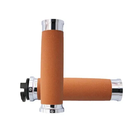 Avon Performance Contour Grips In Chrome Finish With Tan Rubber For 2015-2022 Indian Scout Motorcycles (IN-S-CC-85-C-TN) 