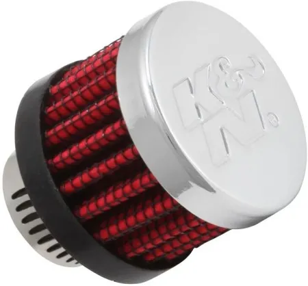 K&N Crankcase Vent Filter 9/16 Inch Rubber Base in Chrome Finish With Stud (62-2480)