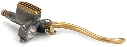 Kustom Tech Deluxe Line Brake Master Cylinder With 12mm Bore In Raw Aluminium & Brass Finish (20-500)