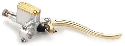 Kustom Tech Deluxe Line Brake Master Cylinder With 14mm Bore In Satin Aluminium & Brass Finish (20-303)