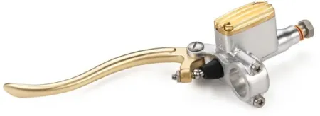 Kustom Tech Deluxe Line Clutch Master Cylinder With 14mm Bore In Satin Aluminium & Brass Finish (20-313)