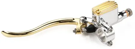 Kustom Tech Deluxe Line Clutch Master Cylinder With 14mm Bore In Polished Aluminium & Brass Finish (20-312)