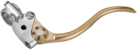 Kustom Tech Deluxe Line Clutch Lever Assembly In Satin Aluminium & Brass Finish (20-351)