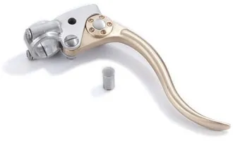 Kustom Tech Deluxe Line Brake Lever Assembly In Satin Aluminium & Brass Finish (20-353)