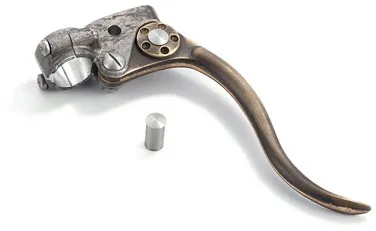 Kustom Tech Deluxe Line Brake Lever Assembly In Raw Aluminium & Brass Finish (20-551)