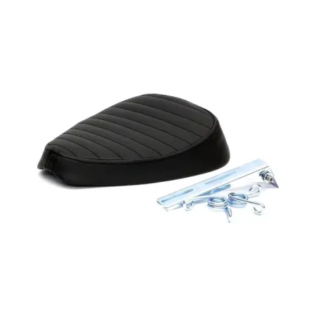 C-Racer Bobber Solo Seat Medium in Black Finish Foam 20mm Thick, Synthetic leather, ABS Plastic Base For Universal Use (SCR10-BL-L-B)