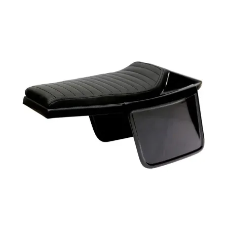 C-Racer Universal Flat Racer Seat in Black Finish 20mm Foam Thick, Synthetic Leather ABS Plastic Unpainted Black Seat Pan For Universal Use (SCR4.1-BL-L-B)