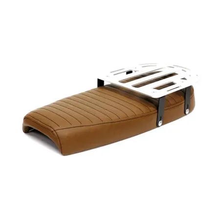 C-Racer Fat Scrambsadle Scrambler Seat With Luggage Rack in Dark Brown Finish For Universal Use (SCRF4LR-DBR-L-B)