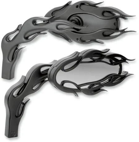 Arlen Ness Flamed Left Mirror in Black Finish (13-087)