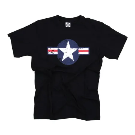Army Surplus T-shirt Air Force Star & Bars Black Size 2XL (133504-BLK-2XL)