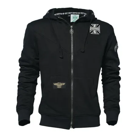 West Coast Choppers OG Classic Panel Zip Hoodie Black Size XL (WCCHD0170ZWXL)