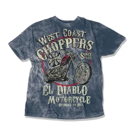 West Coast Choppers El Diablo T-shirt Vintage Blue Size XL (WCCTS132621BLXL)