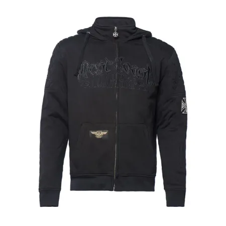West Coast Choppers Zip Hoodie Por Vida With Aramid Fiber By Dupont Black Size Large (WCCHD171ZWL)