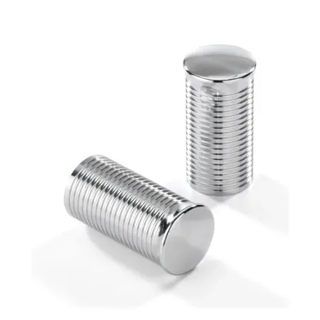 Kustom Tech FL Handlebar Ribbed Grip Ends in Chrome Aluminium Finish For Kustom Tech FL Handlebar Grip Sets (06-402)