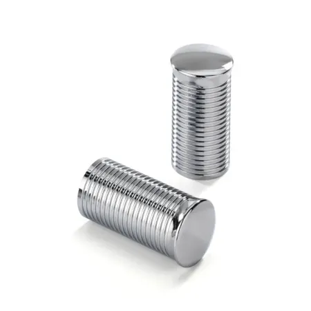 Kustom Tech FL Handlebar Ribbed Grip Ends in Polished Aluminium Finish For Kustom Tech FL Handlebar Grip Sets (06-410)