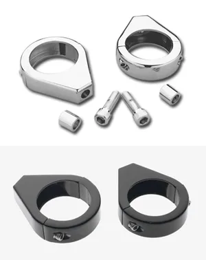 DOSS Smooth Edge Fork Mount Clamp Kit in Chrome Finish For 41mm Forks With 5/16 Inch Hole Lango Markers (41-034A)