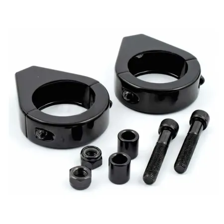 DOSS Smooth Edge Fork Mount Clamp Kit in Black Finish For 41mm Forks With 5/16 Inch Hole Lango Markers (41-034BK)