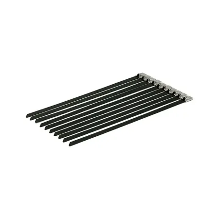 DOSS 8 Inch Long Exhaust Ties in Black Stainless Finish For Up To 2 Inch Diameter Exhaust Pipes (SZT-08-200-BLK)