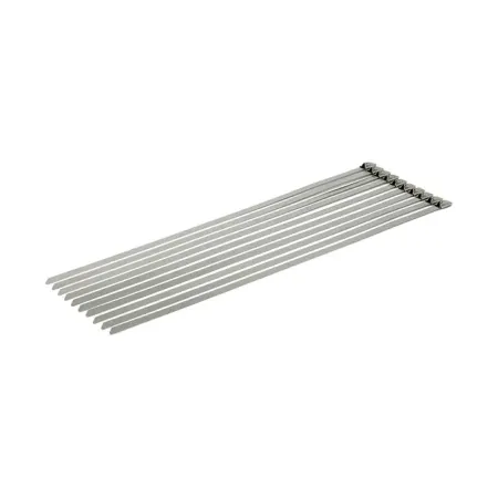DOSS 14.25 Inch Long Exhaust Ties in Clear Stainless Finish For Up To 4 Inch Diameter Exhaust Pipes (SZT-08-350)