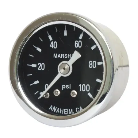 Marshall 0-100 PSI Oil Pressure Gauge Black Face With Stainless Housing (MS00100-CLAM)
