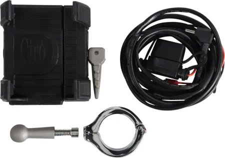 Ciro Smartphone/GPS Holder With Charger in Chrome Finish For 1-1/4 Inch Diameter Handlebars (50214)