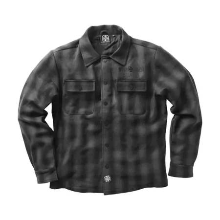 West Coast Choppers Wool Lined Plaidshirt Black/Grey Size Large (WCCJS047GRL)