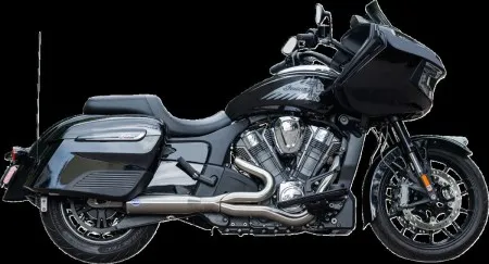 S&S Cycle 2-Into-1 Qualifier Exhaust System In Brushed Stainless Steel For Indian 2020-2024 Challenger Models (550-1082)
